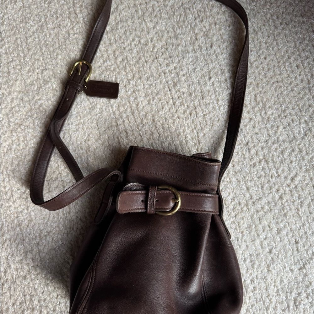 Vintage Coach Dark Brown Leather Crossbody Bag
